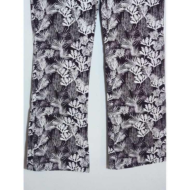 LOFT Brown and White Coral Print Cropped Bootcut Pants Size 2