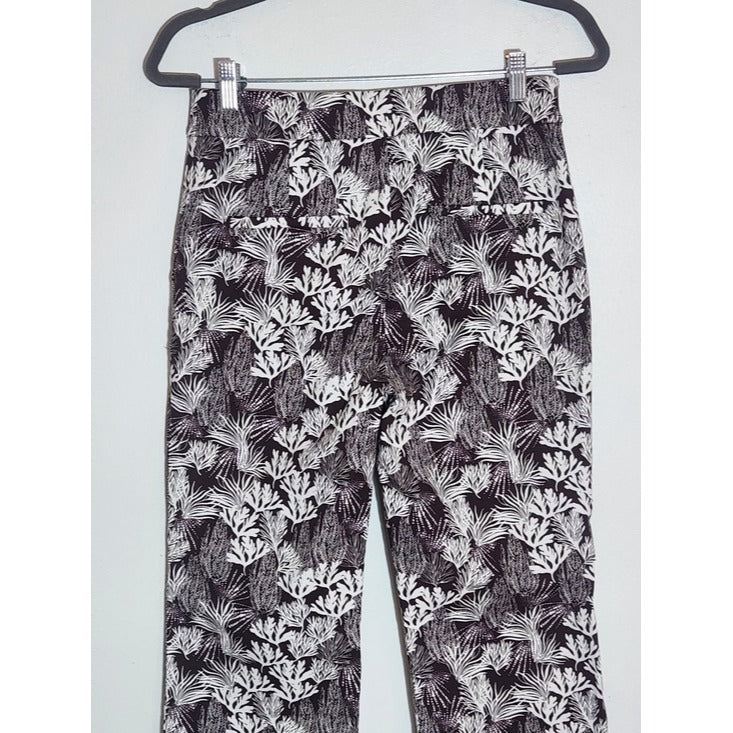 LOFT Brown and White Coral Print Cropped Bootcut Pants Size 2