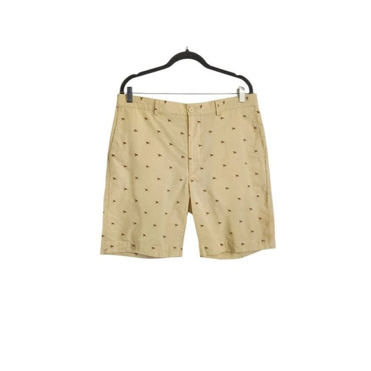 Savane Yellow Racing Horse Print Preppy Chino Shorts Size 34 Flaw