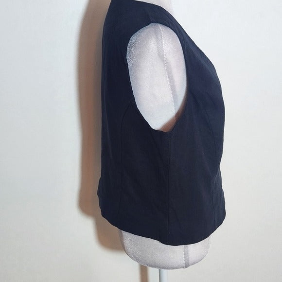 Express Black Linen Button-Up Vest Size Large NWT Linen Blend Vest