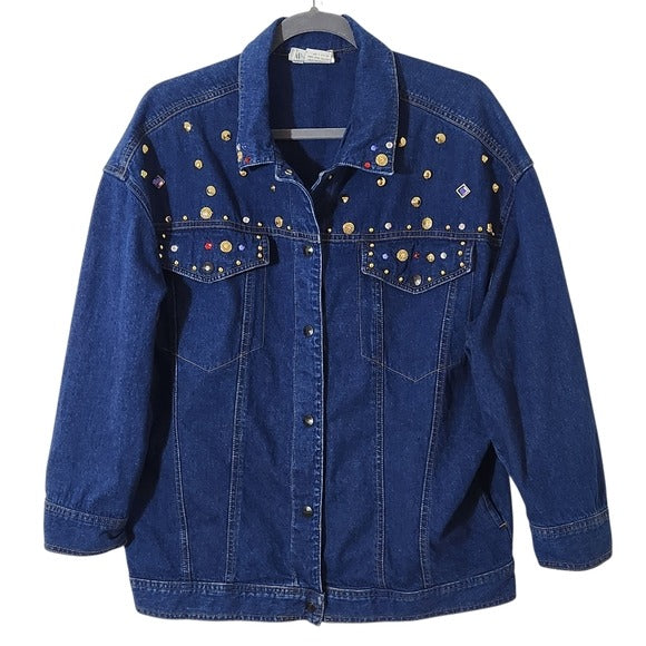 Dreams Vintage 90s Embellished Denim Jacket Size Large