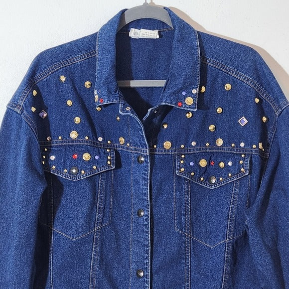 Dreams Vintage 90s Embellished Denim Jacket Size Large