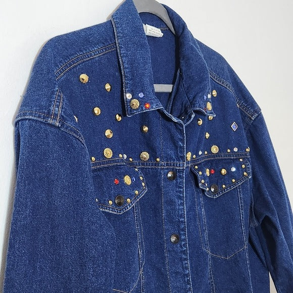 Dreams Vintage 90s Embellished Denim Jacket Size Large