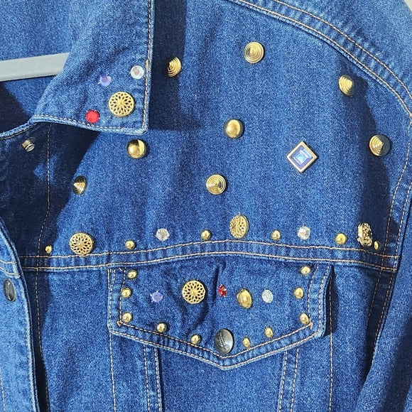 Dreams Vintage 90s Embellished Denim Jacket Size Large