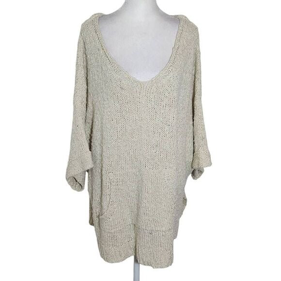 Easel Cream Distressed Loose Knit Oversized Sweater Size Medium/Large