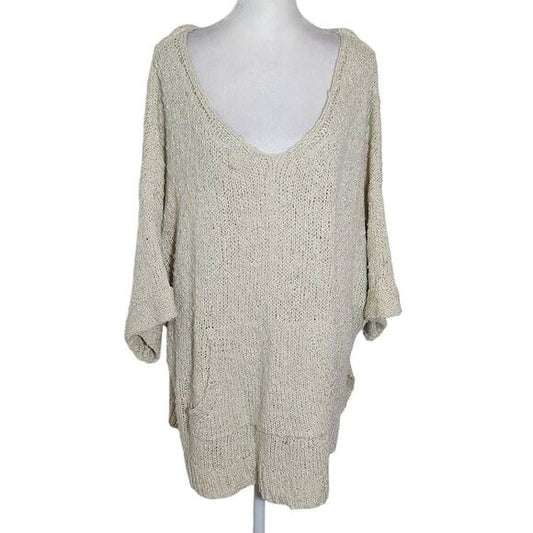 Easel Cream Distressed Loose Knit Oversized Sweater Size Medium/Large
