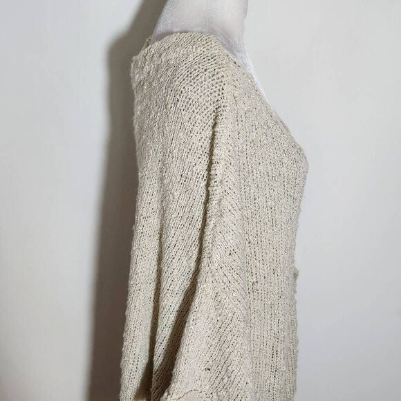 Easel Cream Distressed Loose Knit Oversized Sweater Size Medium/Large