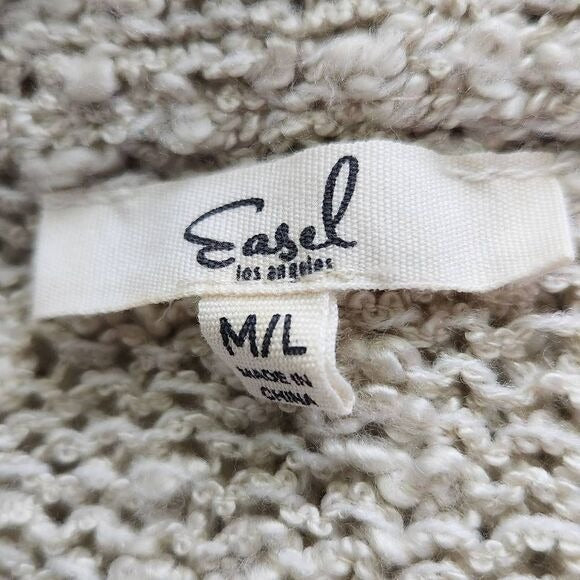 Easel Cream Distressed Loose Knit Oversized Sweater Size Medium/Large