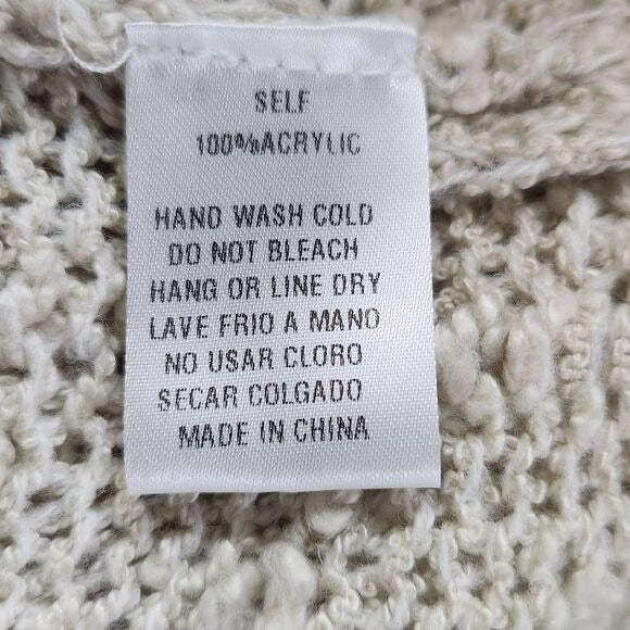 Easel Cream Distressed Loose Knit Oversized Sweater Size Medium/Large