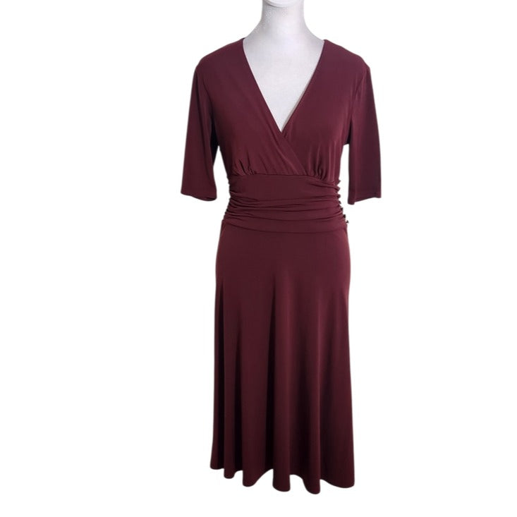 Ann Taylor Faux Wrap Burgundy Dress Size 6