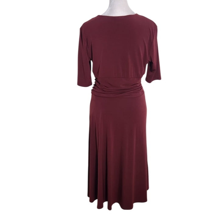Ann Taylor Faux Wrap Burgundy Dress Size 6