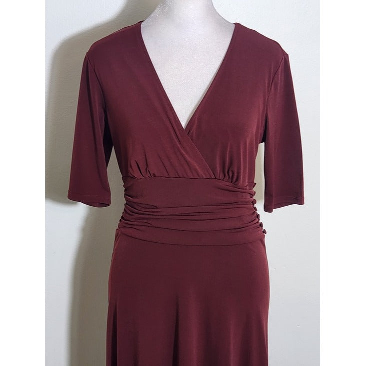 Ann Taylor Faux Wrap Burgundy Dress Size 6