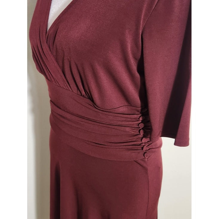 Ann Taylor Faux Wrap Burgundy Dress Size 6