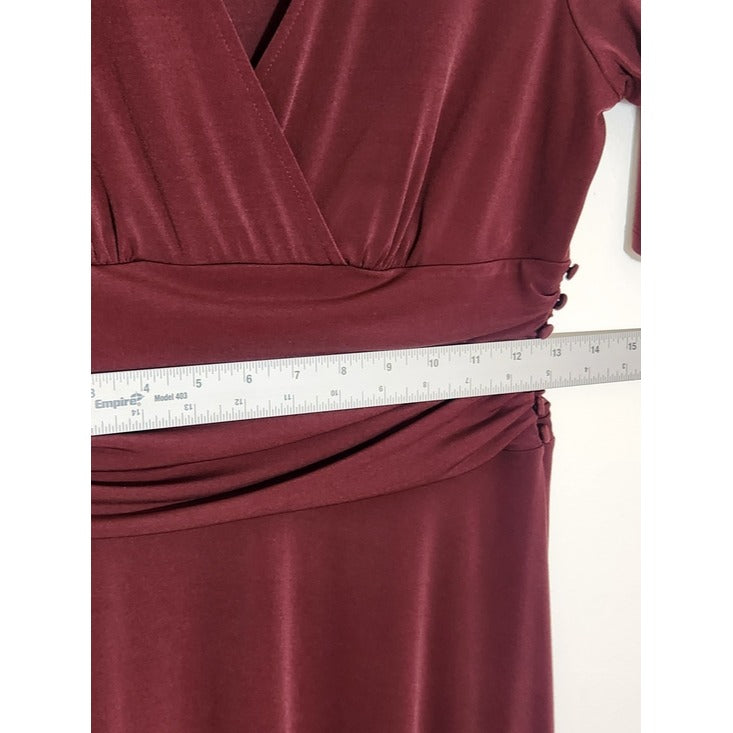 Ann Taylor Faux Wrap Burgundy Dress Size 6