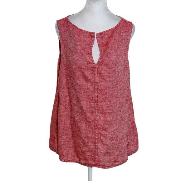 Flax Red Sleeveless Linen Top Size Small Red Linen Blouse