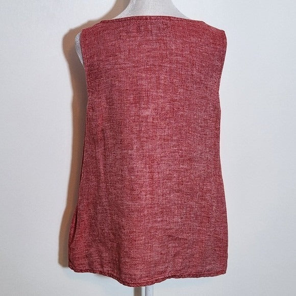 Flax Red Sleeveless Linen Top Size Small Red Linen Blouse