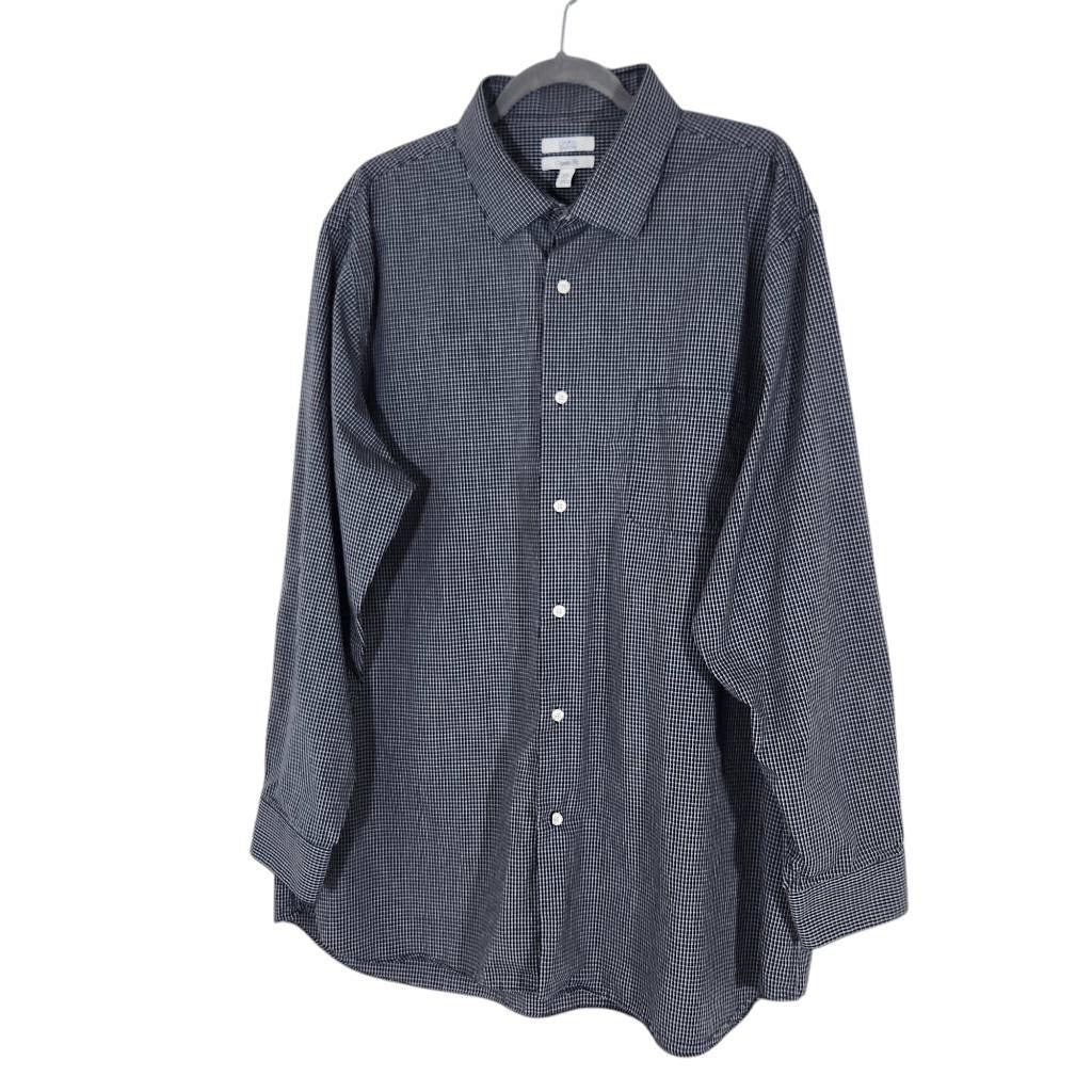 Croft & Barrow Black and White Check Button-Down Shirt Size XXL Black Button-Up