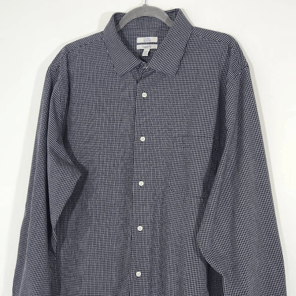 Croft & Barrow Black and White Check Button-Down Shirt Size XXL Black Button-Up