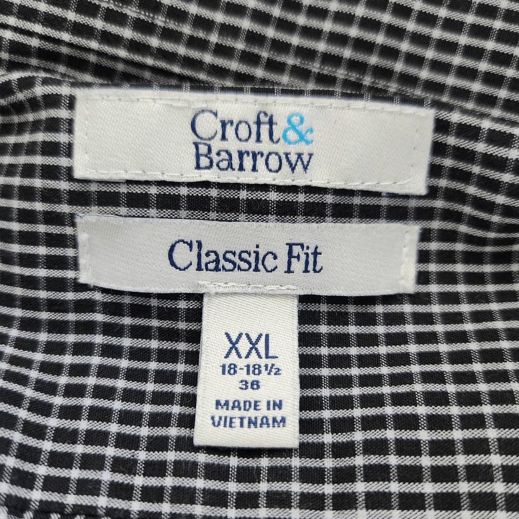 Croft & Barrow Black and White Check Button-Down Shirt Size XXL Black Button-Up