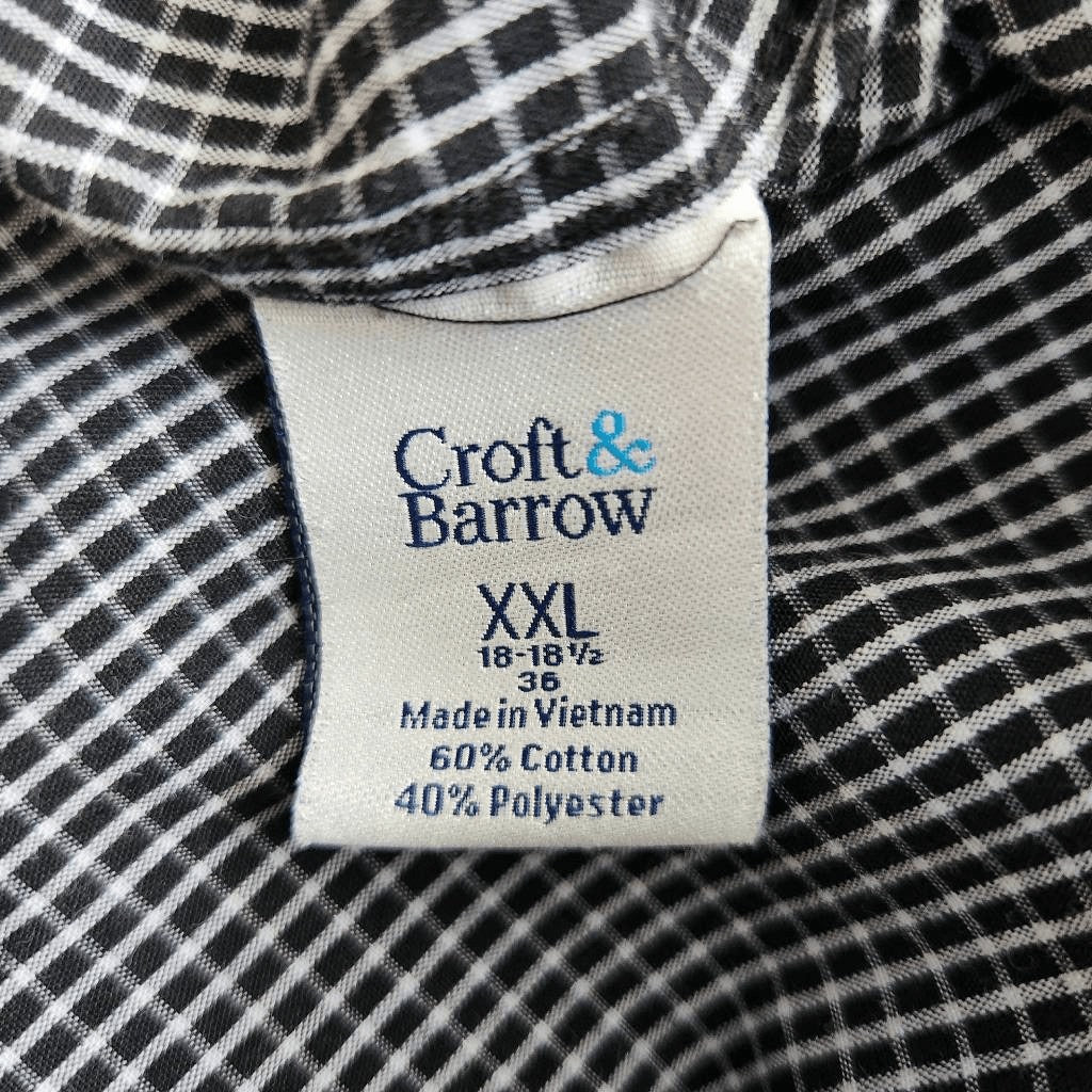 Croft & Barrow Black and White Check Button-Down Shirt Size XXL Black Button-Up