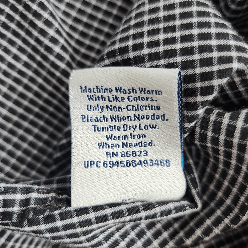Croft & Barrow Black and White Check Button-Down Shirt Size XXL Black Button-Up