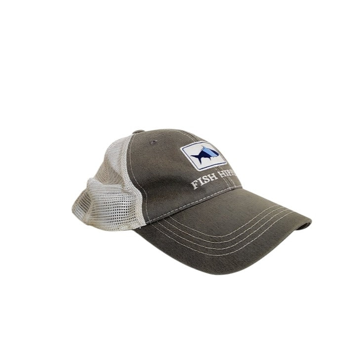Fish Hippie Gray and White Trucker Baseball Hat Adjustable