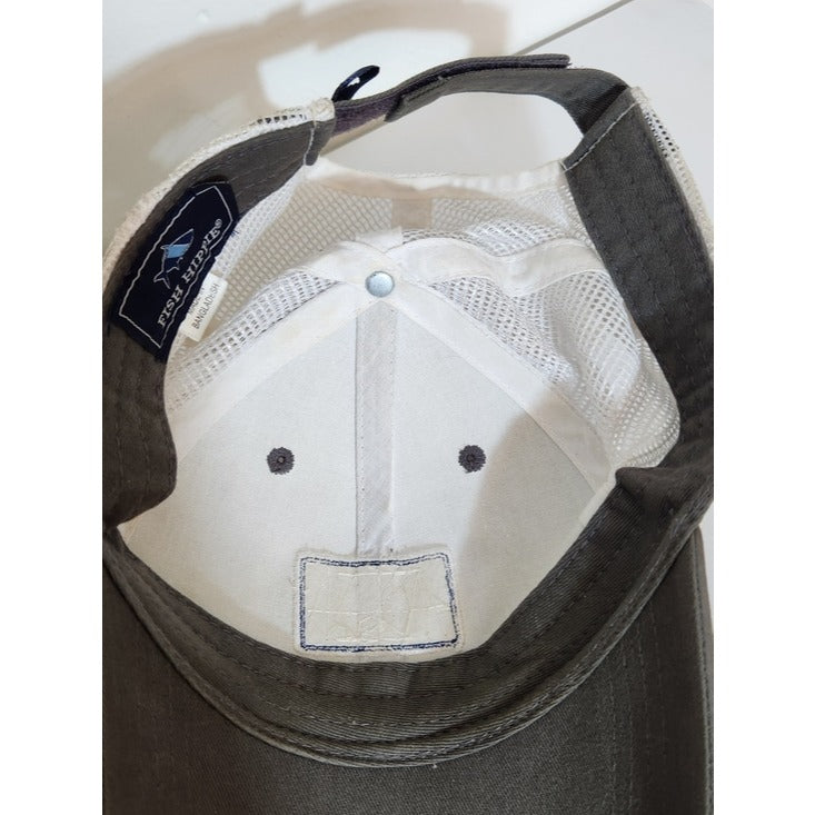 Fish Hippie Gray and White Trucker Baseball Hat Adjustable