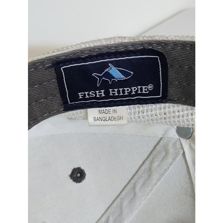Fish Hippie Gray and White Trucker Baseball Hat Adjustable