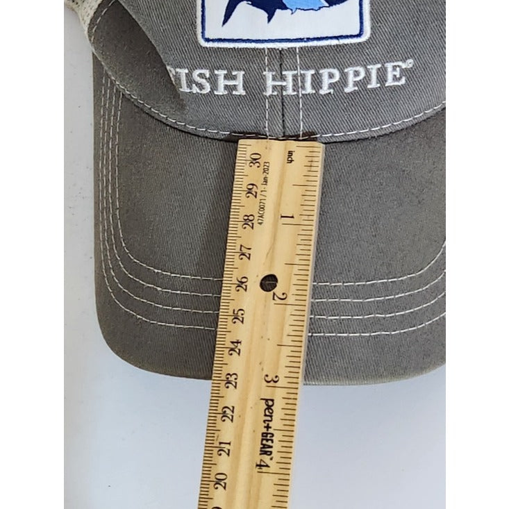 Fish Hippie Gray and White Trucker Baseball Hat Adjustable