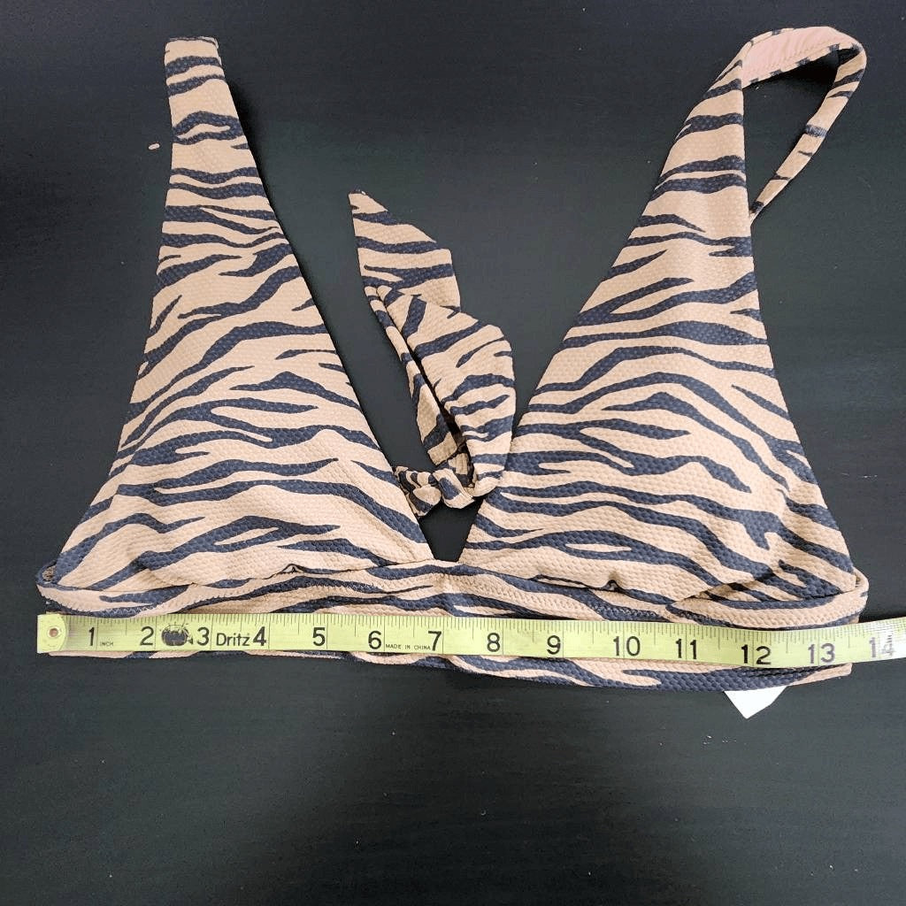 Aerie Tan and Black Tiger Print Bikini Top NWT Size Medium Triangle Bikini Top