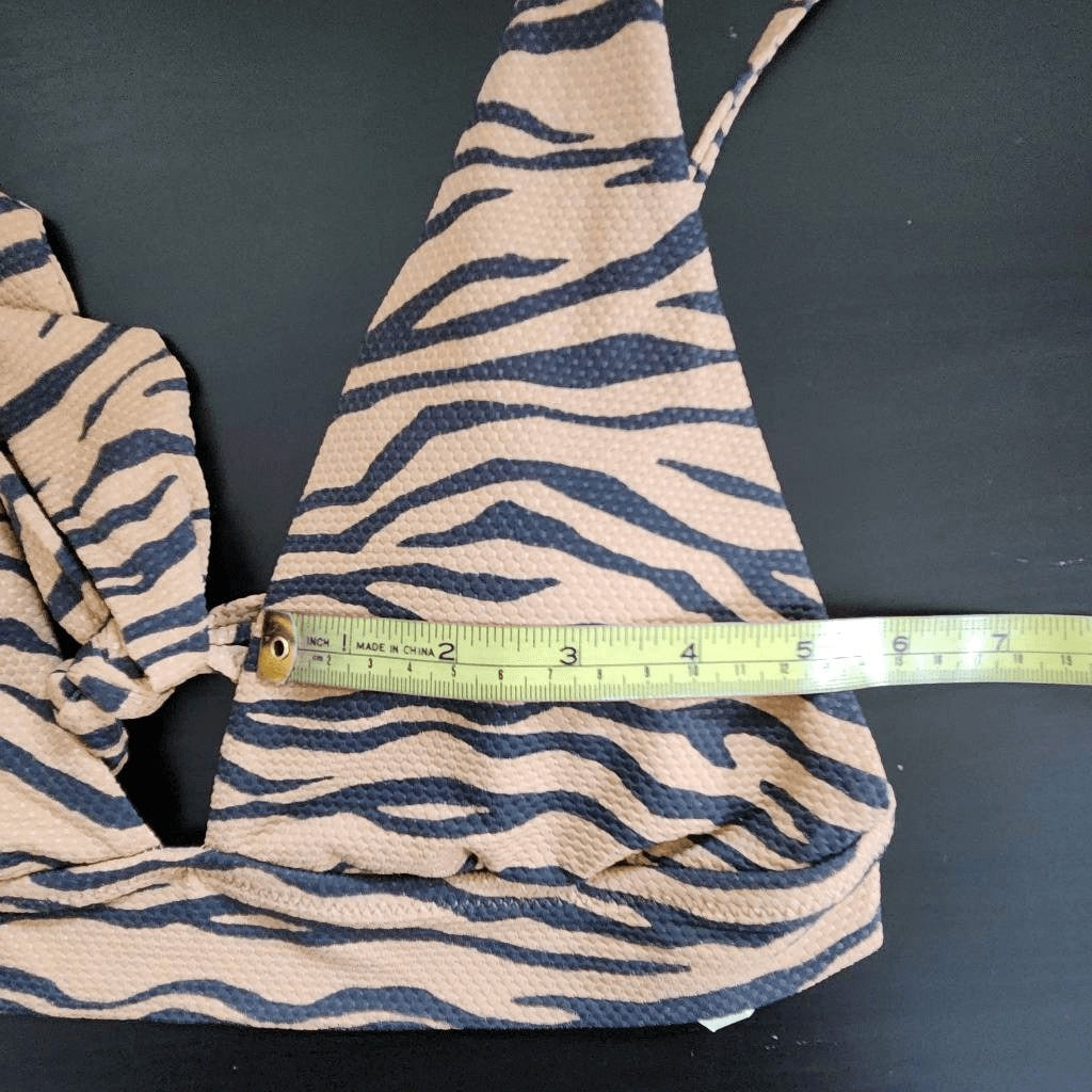 Aerie Tan and Black Tiger Print Bikini Top NWT Size Medium Triangle Bikini Top