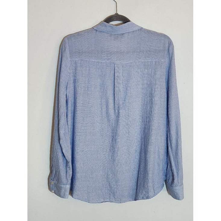 Fortune + Ivy Light Blue Textured Stripe Button Down Shirt Size Large