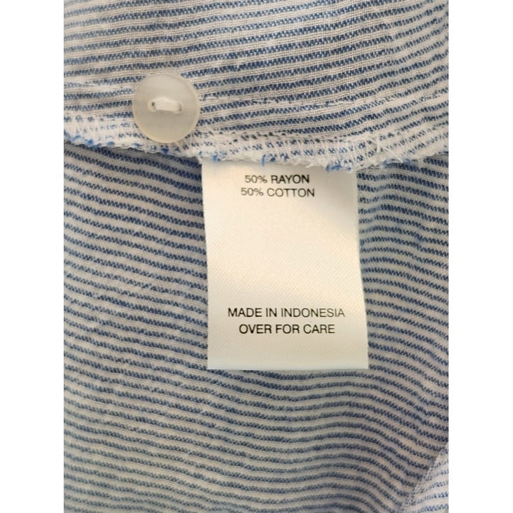 Fortune + Ivy Light Blue Textured Stripe Button Down Shirt Size Large