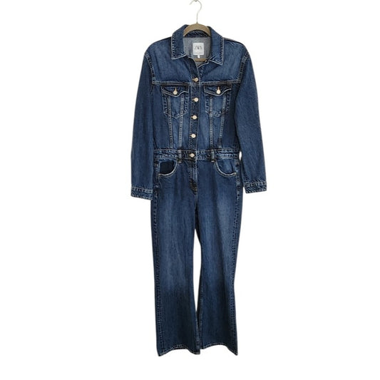 Zara Medium Wash Bootcut Denim Jumpsuit Size Medium