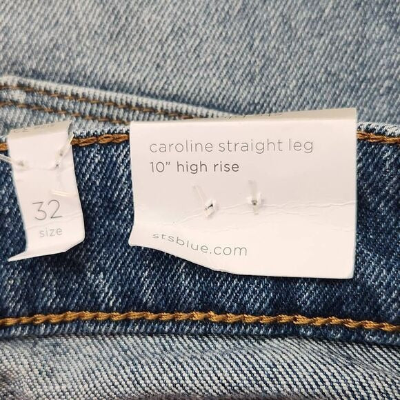 STS Blue Caroline Straight Leg High-Rise Distressed Jeans Size 32, New