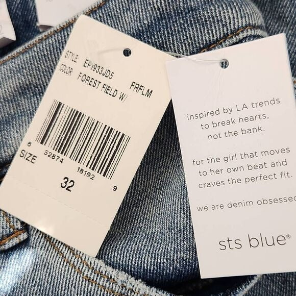 STS Blue Caroline Straight Leg High-Rise Distressed Jeans Size 32, New