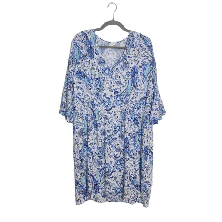Cato Blue and White Paisley Print Shirt Dress Size 18/20W