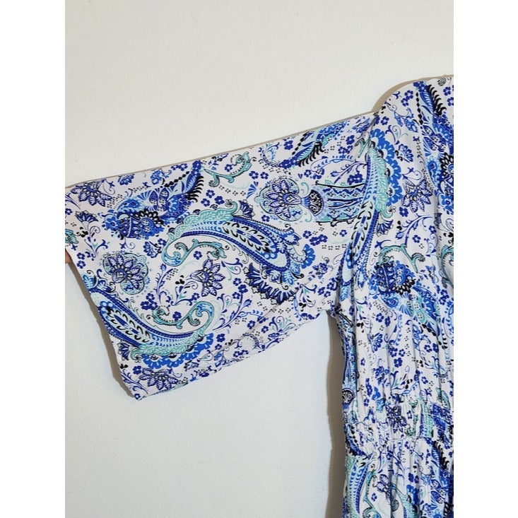 Cato Blue and White Paisley Print Shirt Dress Size 18/20W