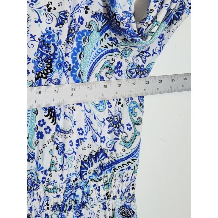 Cato Blue and White Paisley Print Shirt Dress Size 18/20W