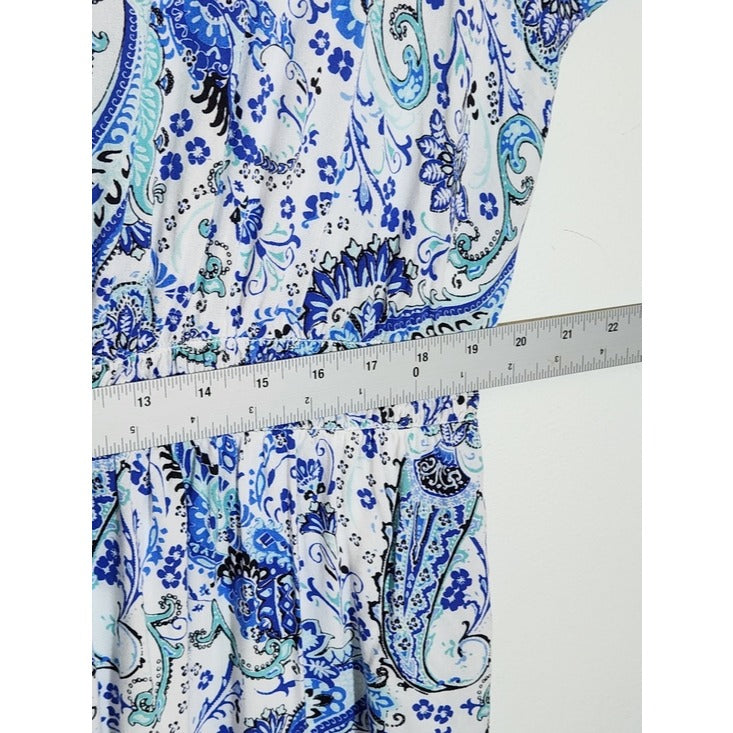 Cato Blue and White Paisley Print Shirt Dress Size 18/20W