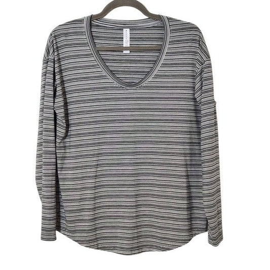 Athleta Black and White Striped Long Sleeve Tee Size Medium Athleta Stripe Tee