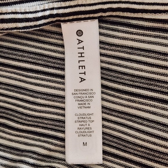 Athleta Black and White Striped Long Sleeve Tee Size Medium Athleta Stripe Tee