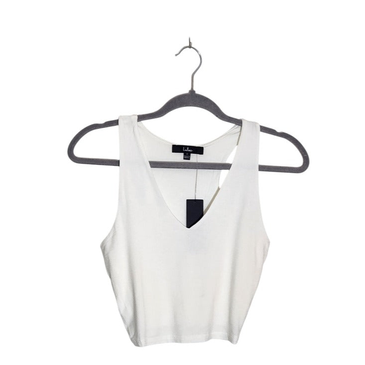 Lulus White V-Neck Sleeveless Crop Top Size Small NWT