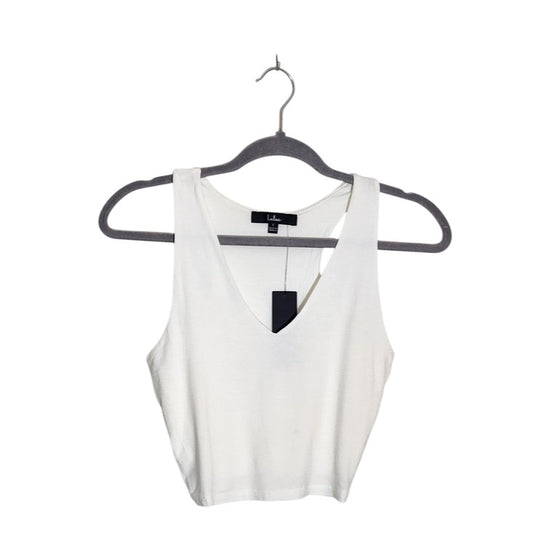 Lulus White V-Neck Sleeveless Crop Top Size Small NWT