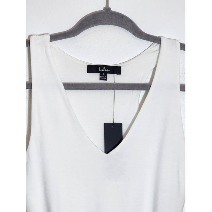 Lulus White V-Neck Sleeveless Crop Top Size Small NWT