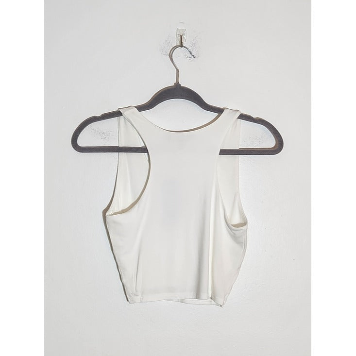Lulus White V-Neck Sleeveless Crop Top Size Small NWT
