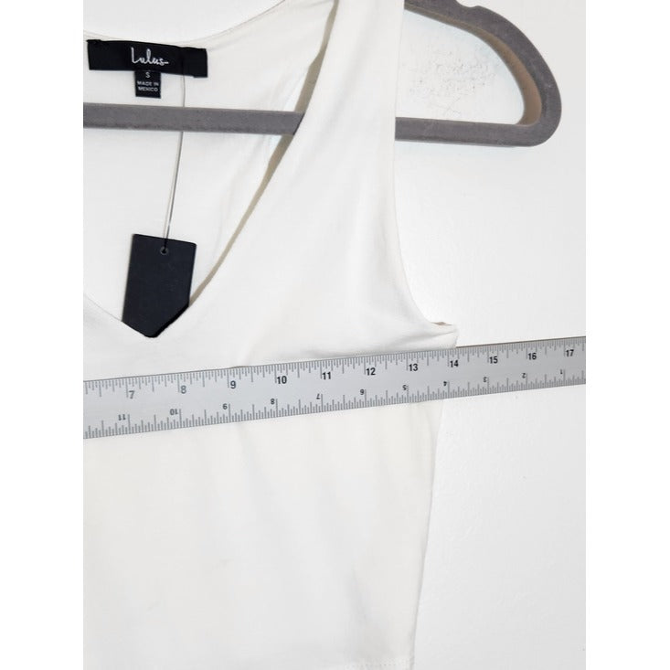 Lulus White V-Neck Sleeveless Crop Top Size Small NWT