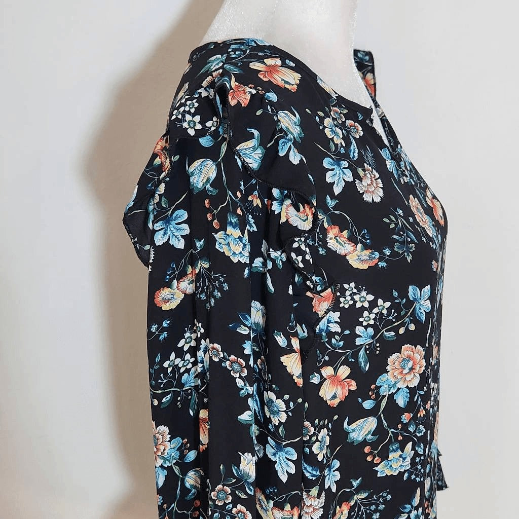 Counterparts Black Floral Blouse Size Medium Floral Peasant Blouse