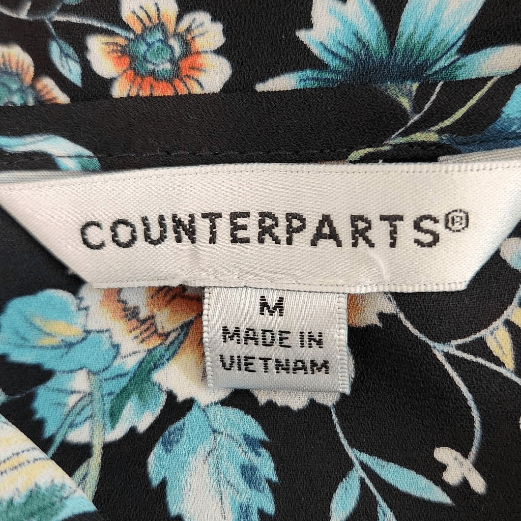 Counterparts Black Floral Blouse Size Medium Floral Peasant Blouse