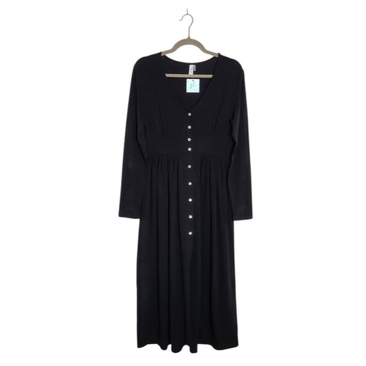 L. Love Black Long-Sleeve Button-Front Long Cardigan Shirt Dress Sz Medium NWOT